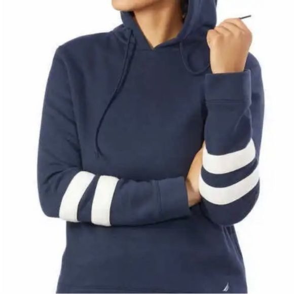 NAUTICA Ladies Fleece Lined Pullover Sweater‎ Hoodie Navy Color Size XL - Picture 3 of 12